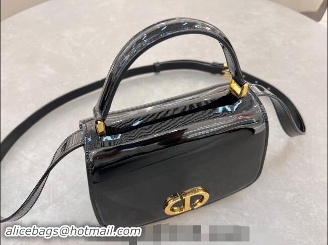 Famous Brand Dior Medium 30 Montaigne Avenue Top Handle Bag in Patent Calfskin 6531 Black 2024