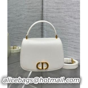 Well Crafted Dior Medium 30 Montaigne Avenue Top Handle Bag in Ribbed Calfskin 6531 White 2024