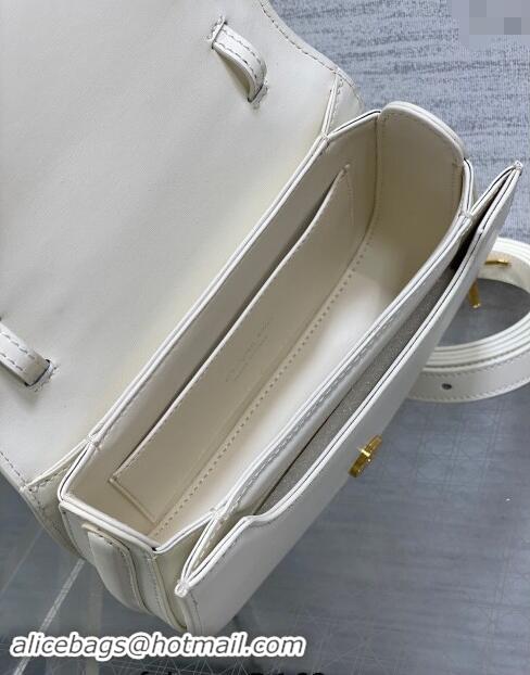 Well Crafted Dior Medium 30 Montaigne Avenue Top Handle Bag in Ribbed Calfskin 6531 White 2024