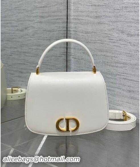 Well Crafted Dior Medium 30 Montaigne Avenue Top Handle Bag in Ribbed Calfskin 6531 White 2024