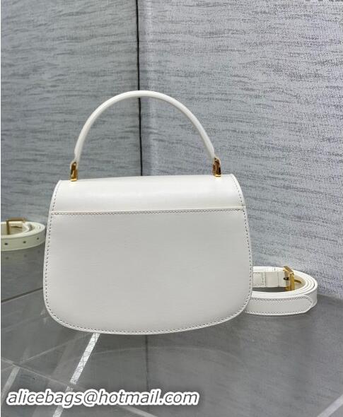 Well Crafted Dior Medium 30 Montaigne Avenue Top Handle Bag in Ribbed Calfskin 6531 White 2024