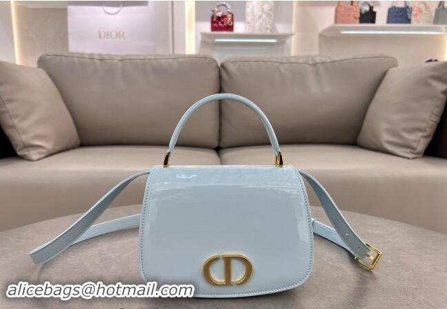 Most Popular Dior Medium 30 Montaigne Avenue Top Handle Bag in Patent Calfskin 6531 Light Blue 2024