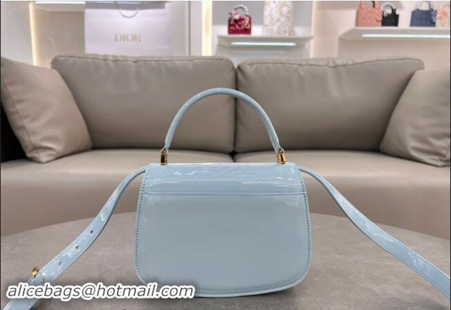 Most Popular Dior Medium 30 Montaigne Avenue Top Handle Bag in Patent Calfskin 6531 Light Blue 2024