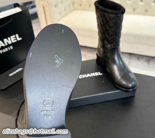 Good Looking Chanel Quilted Calfskin Leather Medium Boots 4.5cm Black 015079