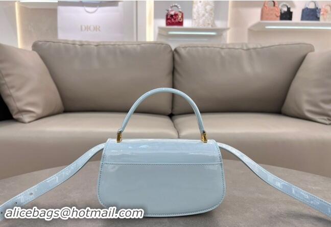 Low Cost Dior Small 30 Montaigne Avenue Top Handle Bag in Patent Calfskin 6530 Light Blue 2024