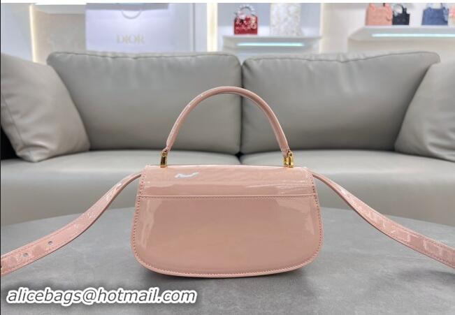 New Fashion Dior Small 30 Montaigne Avenue Top Handle Bag in Patent Calfskin 6530 Light Pink 2024