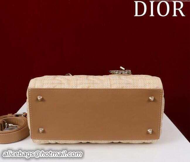 Pretty Style Dior Medium Lady Dior Bag in Graphic Cannage Raffia Straw 1029 Beige 2024