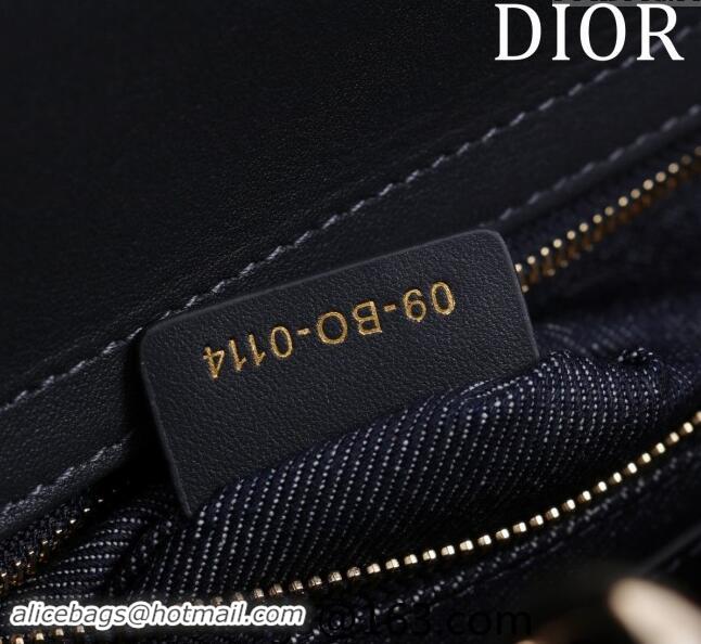 Top Grade Dior Medium Lady Dior Bag in Graphic Cannage Denim 1029 Blue 2024