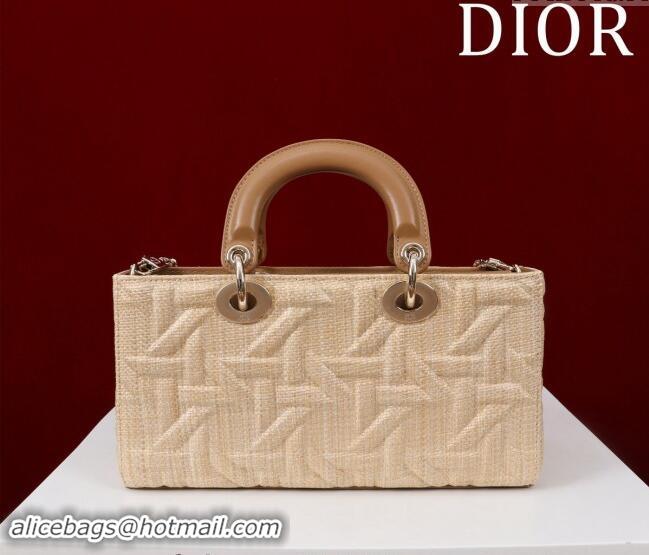 Best Price Dior Small Lady Dior Bag in Graphic Cannage Raffia Straw M0541 Beige 2024