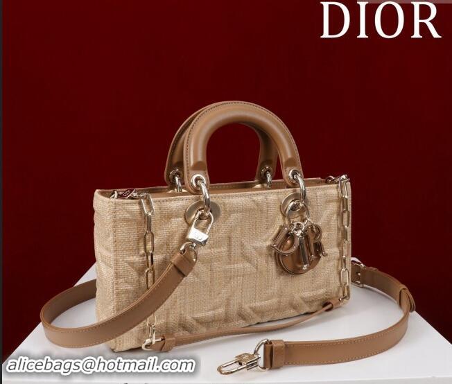 Best Price Dior Small Lady Dior Bag in Graphic Cannage Raffia Straw M0541 Beige 2024