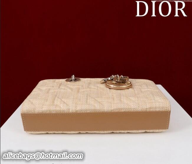 Best Price Dior Small Lady Dior Bag in Graphic Cannage Raffia Straw M0541 Beige 2024