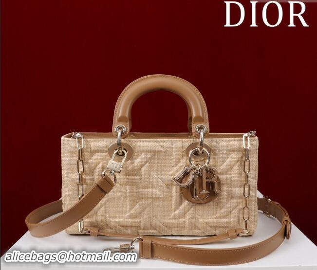 Best Price Dior Small Lady Dior Bag in Graphic Cannage Raffia Straw M0541 Beige 2024