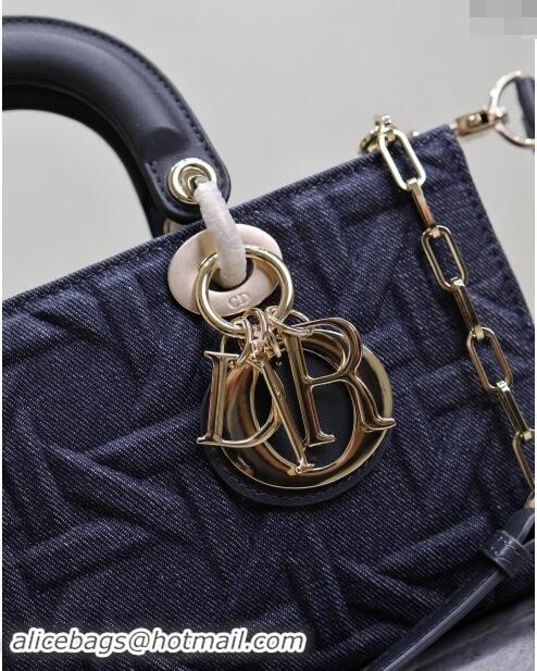 Super Quality Dior Medium Lady Dior Bag in Graphic Cannage M0613 Denim Blue 2024