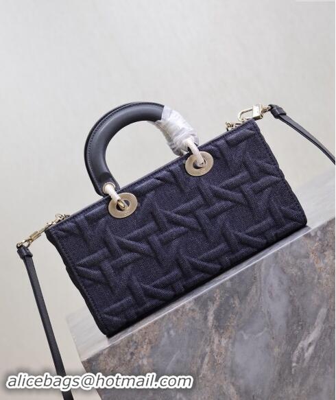 Super Quality Dior Medium Lady Dior Bag in Graphic Cannage M0613 Denim Blue 2024