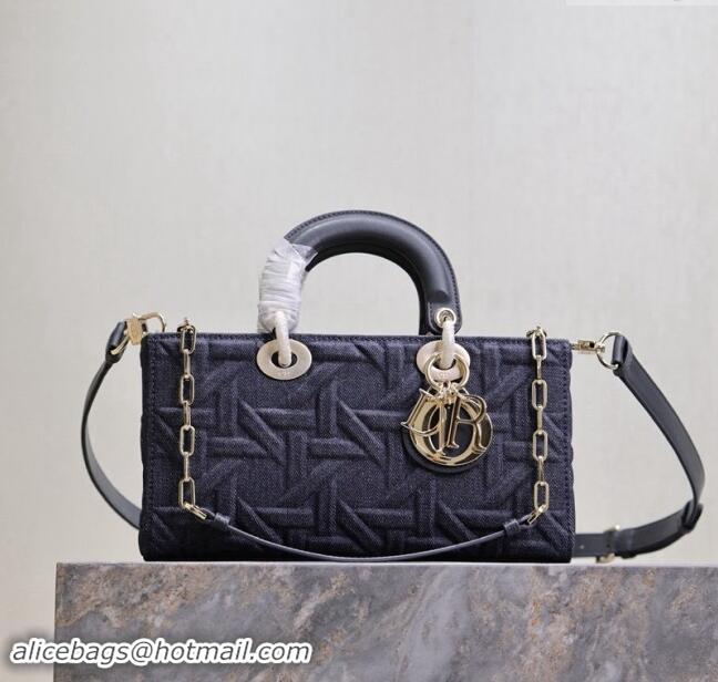 Super Quality Dior Medium Lady Dior Bag in Graphic Cannage M0613 Denim Blue 2024