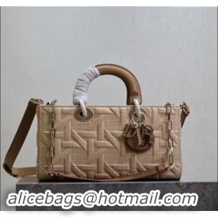 Buy Fashionable Dior Medium Lady Dior Bag in Graphic Cannage Raffia Straw M0613 Beige 2024