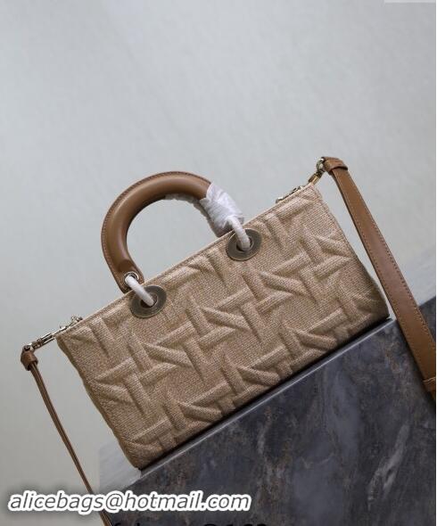 Buy Fashionable Dior Medium Lady Dior Bag in Graphic Cannage Raffia Straw M0613 Beige 2024