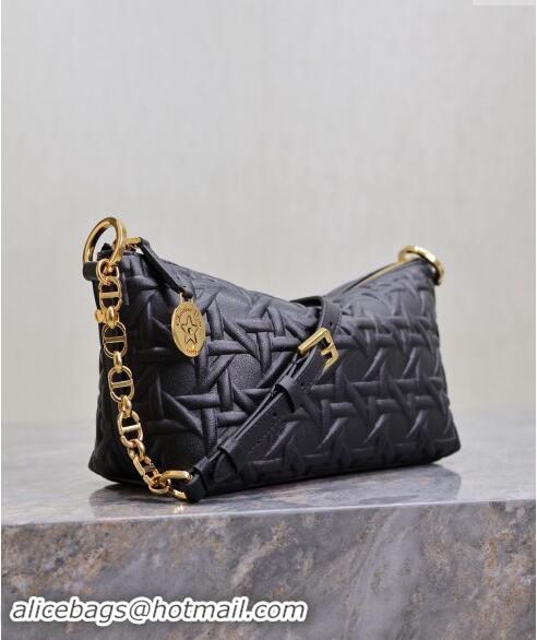 Grade Quality Dior Diorstar Hobo Bag with Chain in Graphic Cannage Calfskin M3202 Black 2024