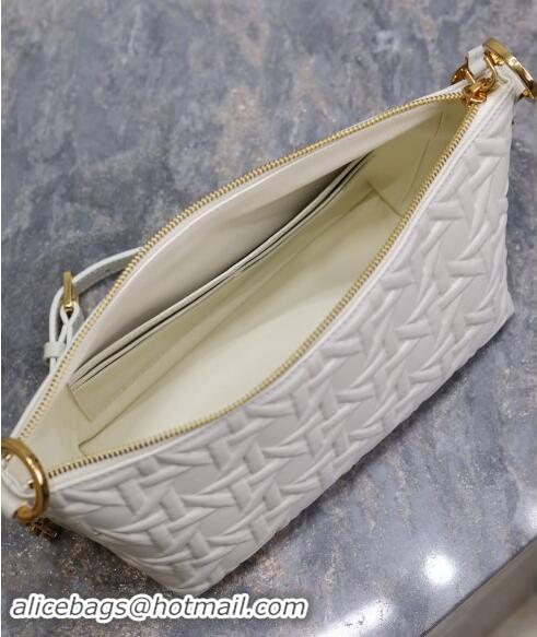 Luxury Cheap Dior Diorstar Hobo Bag with Chain in Graphic Cannage Calfskin M3202 White 2024