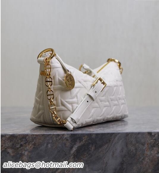 Luxury Cheap Dior Diorstar Hobo Bag with Chain in Graphic Cannage Calfskin M3202 White 2024