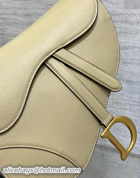 Good Product Dior Medium Saddle Bag with Strap in Grained Calfskin 1038 Apricot 2024