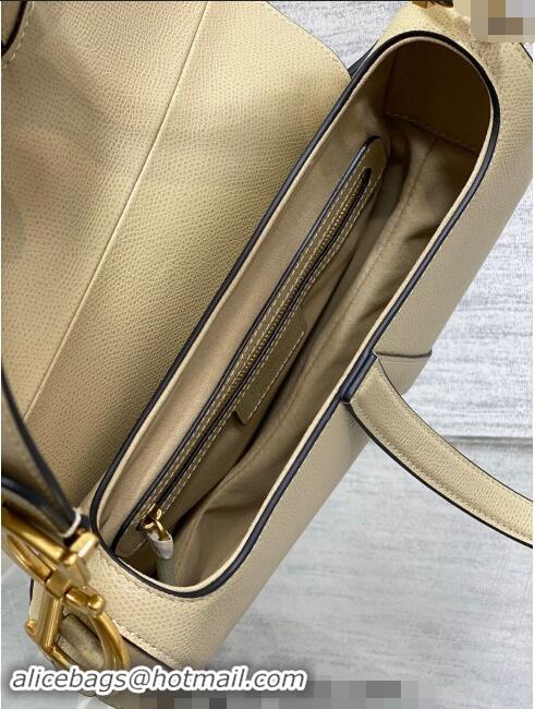 Good Product Dior Medium Saddle Bag with Strap in Grained Calfskin 1038 Apricot 2024