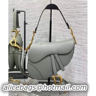 Luxury Cheap Dior Medium Saddle Bag with Strap in Grained Calfskin 1038 Rock Grey 2024