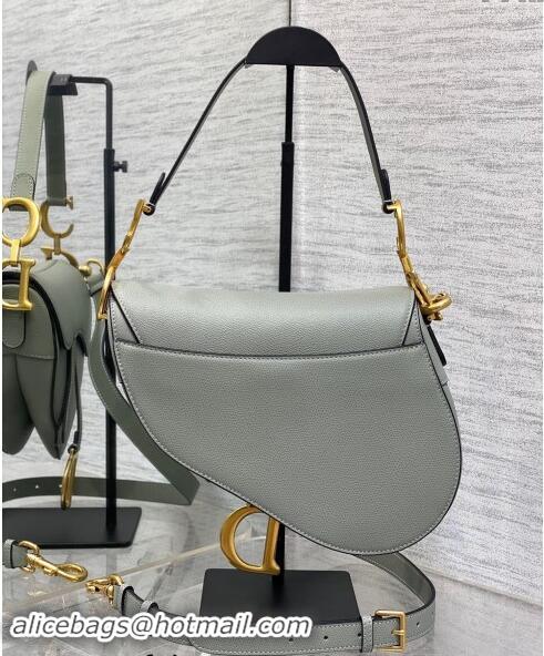 Luxury Cheap Dior Medium Saddle Bag with Strap in Grained Calfskin 1038 Rock Grey 2024