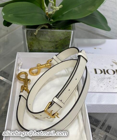 Discount Design Dior Medium Saddle Bag with Strap in Grained Calfskin 1038 White 2024