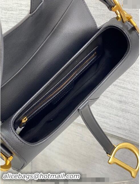 Luxurious Dior Medium Saddle Bag with Strap in Grained Calfskin 1038 Black/Gold 2024