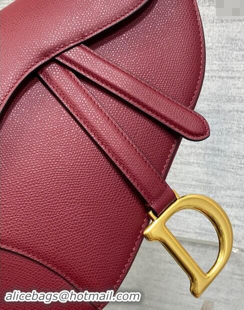 Market Sells Dior Medium Saddle Bag with Strap in Grained Calfskin 1038 Burgundy 2024