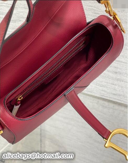 Market Sells Dior Medium Saddle Bag with Strap in Grained Calfskin 1038 Burgundy 2024