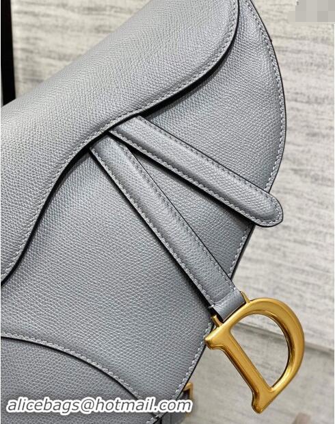 Best Price Dior Medium Saddle Bag with Strap in Grained Calfskin 1038 Dusty Blue 2024