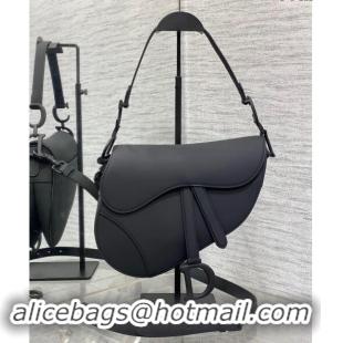 Grade Quality Dior Medium Saddle Bag with Strap in Grained Calfskin 1038 All Black 2024