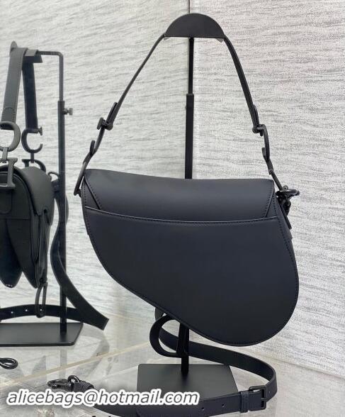 Grade Quality Dior Medium Saddle Bag with Strap in Grained Calfskin 1038 All Black 2024