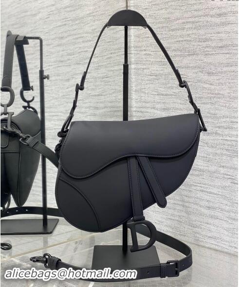 Grade Quality Dior Medium Saddle Bag with Strap in Grained Calfskin 1038 All Black 2024