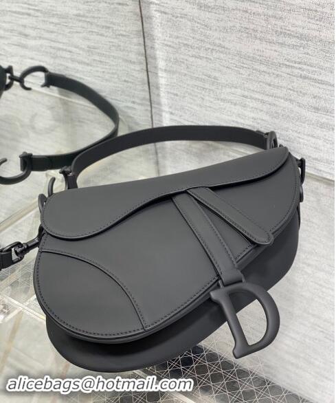 Grade Quality Dior Medium Saddle Bag with Strap in Grained Calfskin 1038 All Black 2024