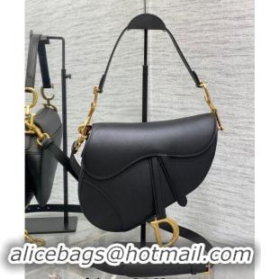 Buy Discount Dior Medium Saddle Bag with Strap in Smooth Calfskin 1039 Black 2024