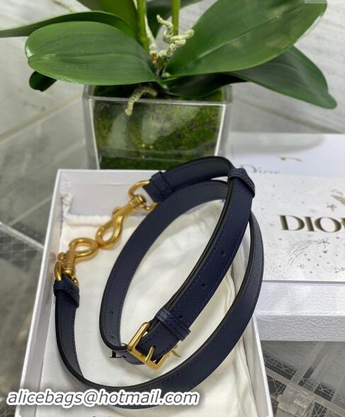 Good Quality Dior Medium Saddle Bag with Strap in Grained Calfskin 1038 Deep Blue 2024