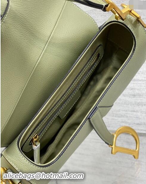 Classic Specials Dior Medium Saddle Bag with Strap in Grained Calfskin 1038 Matcha Green 2024