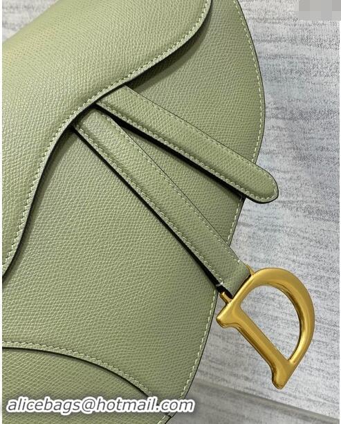 Classic Specials Dior Medium Saddle Bag with Strap in Grained Calfskin 1038 Matcha Green 2024