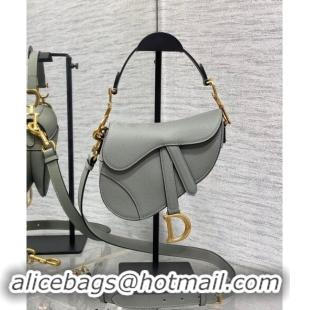 Low Cost Dior Mini Saddle Bag with Strap in Grained Calfskin 1041 Rock Grey 2024