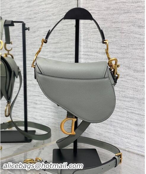 Low Cost Dior Mini Saddle Bag with Strap in Grained Calfskin 1041 Rock Grey 2024