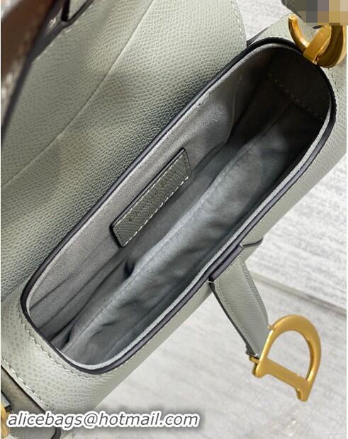 Low Cost Dior Mini Saddle Bag with Strap in Grained Calfskin 1041 Rock Grey 2024