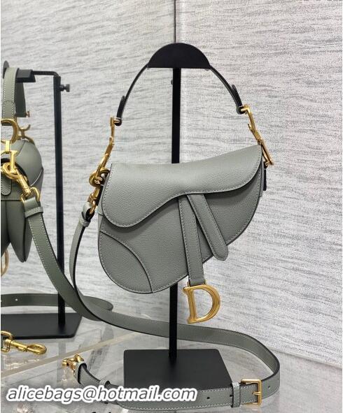 Low Cost Dior Mini Saddle Bag with Strap in Grained Calfskin 1041 Rock Grey 2024