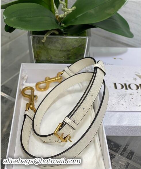 Top Design Dior Mini Saddle Bag with Strap in Grained Calfskin 1041 White 2024