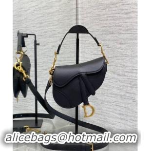 Best Price Dior Mini Saddle Bag with Strap in Grained Calfskin 1041 Black/Gold 2024