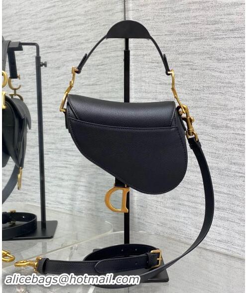 Best Price Dior Mini Saddle Bag with Strap in Grained Calfskin 1041 Black/Gold 2024