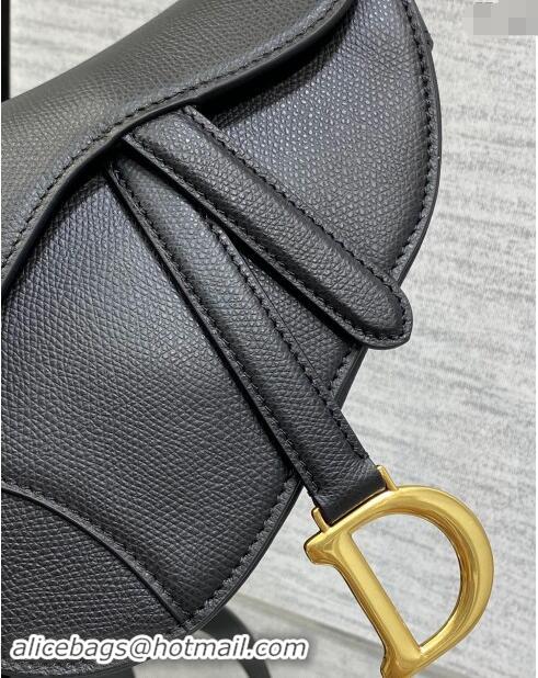 Best Price Dior Mini Saddle Bag with Strap in Grained Calfskin 1041 Black/Gold 2024