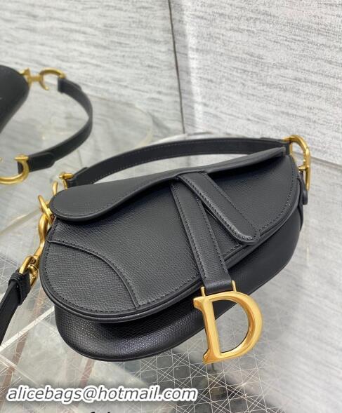 Best Price Dior Mini Saddle Bag with Strap in Grained Calfskin 1041 Black/Gold 2024